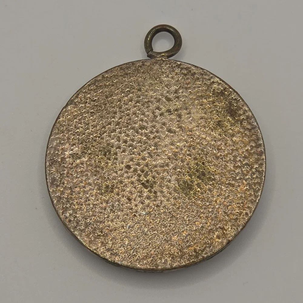 Hans Jensen HJ Denmark Bronz Tone Medallion Pendant Repoussé Dutch Rural Tavern